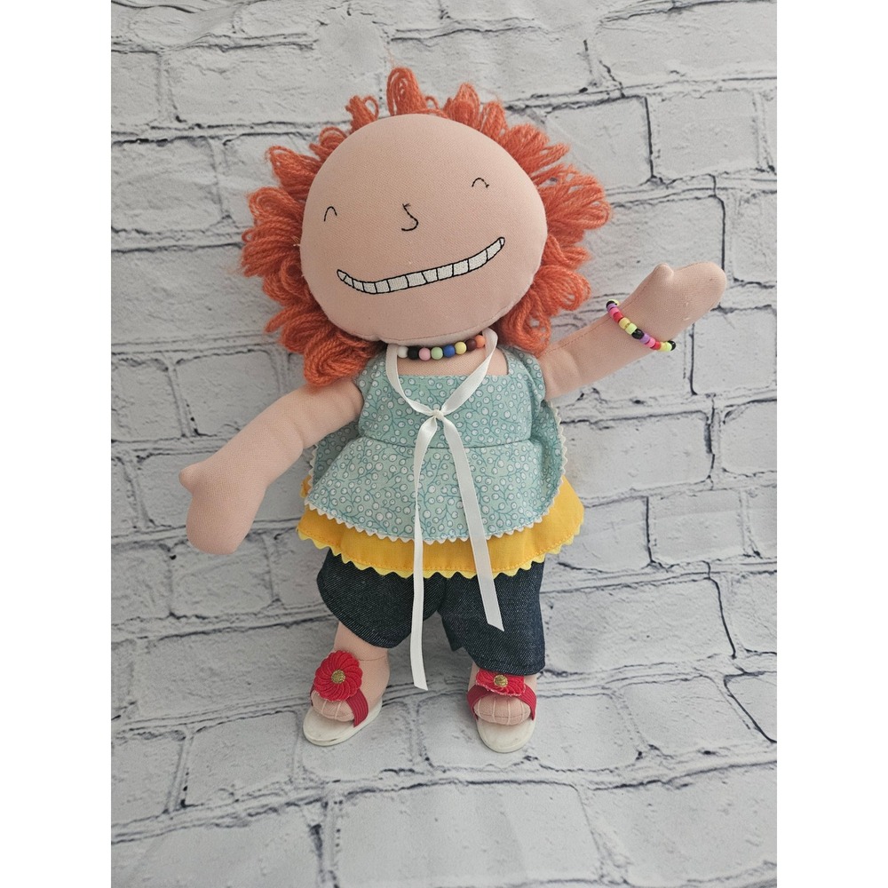 Vintage Madame Alexander Cloth Doll 14" Red Yarn Hair Blue/Yellow Outfit & Shoes